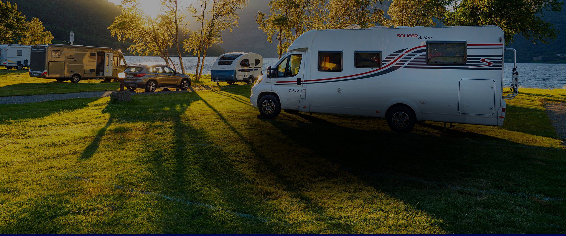 RV Camper Camping on Nature